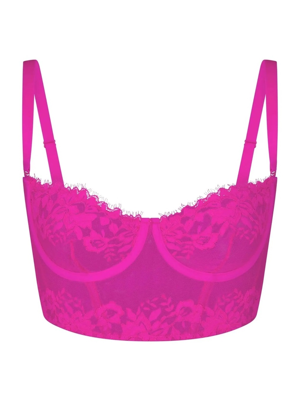 BNWT Skims Femme Lace Demi Corset Bra Fuchsia XXS